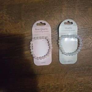 Rose Quartz and Opalite Crystal Energy Bracelets